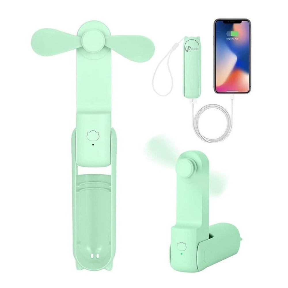 Green Portable Small Pocket Fan Rechargable